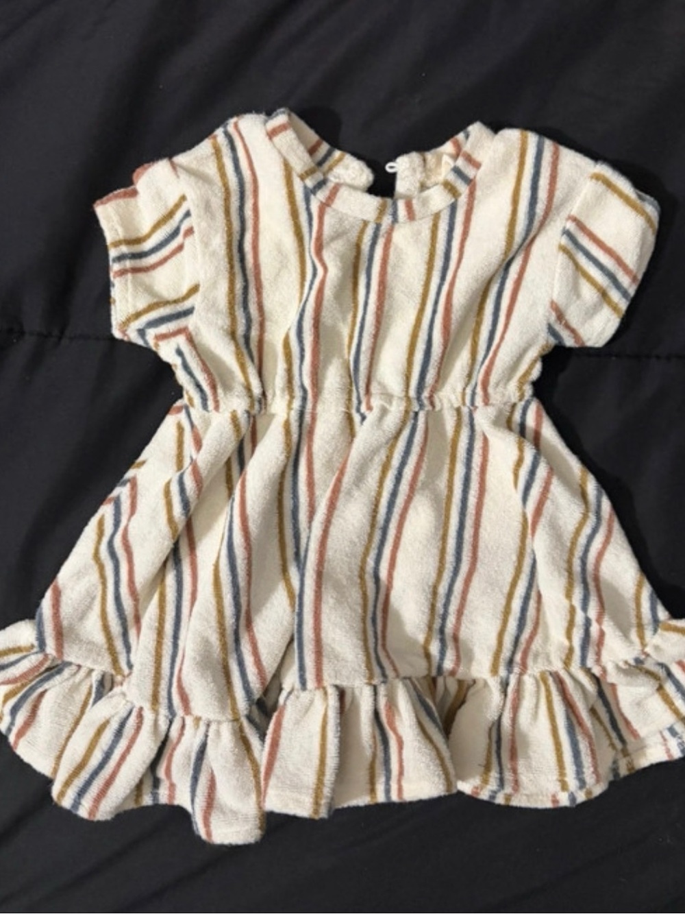 Quincy Mae Baby & Toddler Girls Organic Terry Retro Striped Dress size 3@6.